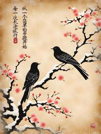 birds ink wash art print