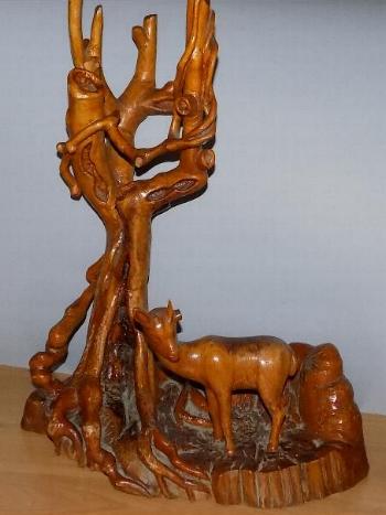 wooden gazelle statue