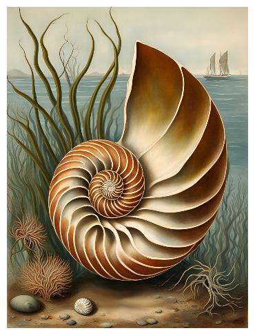 nautilus coastal marine life art