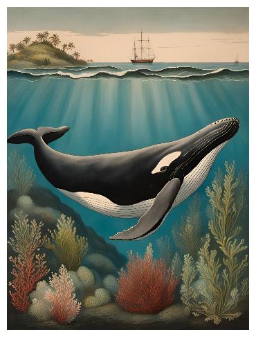 whale seascape ocean art print