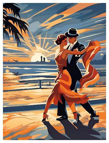 retro dancing couple sunset